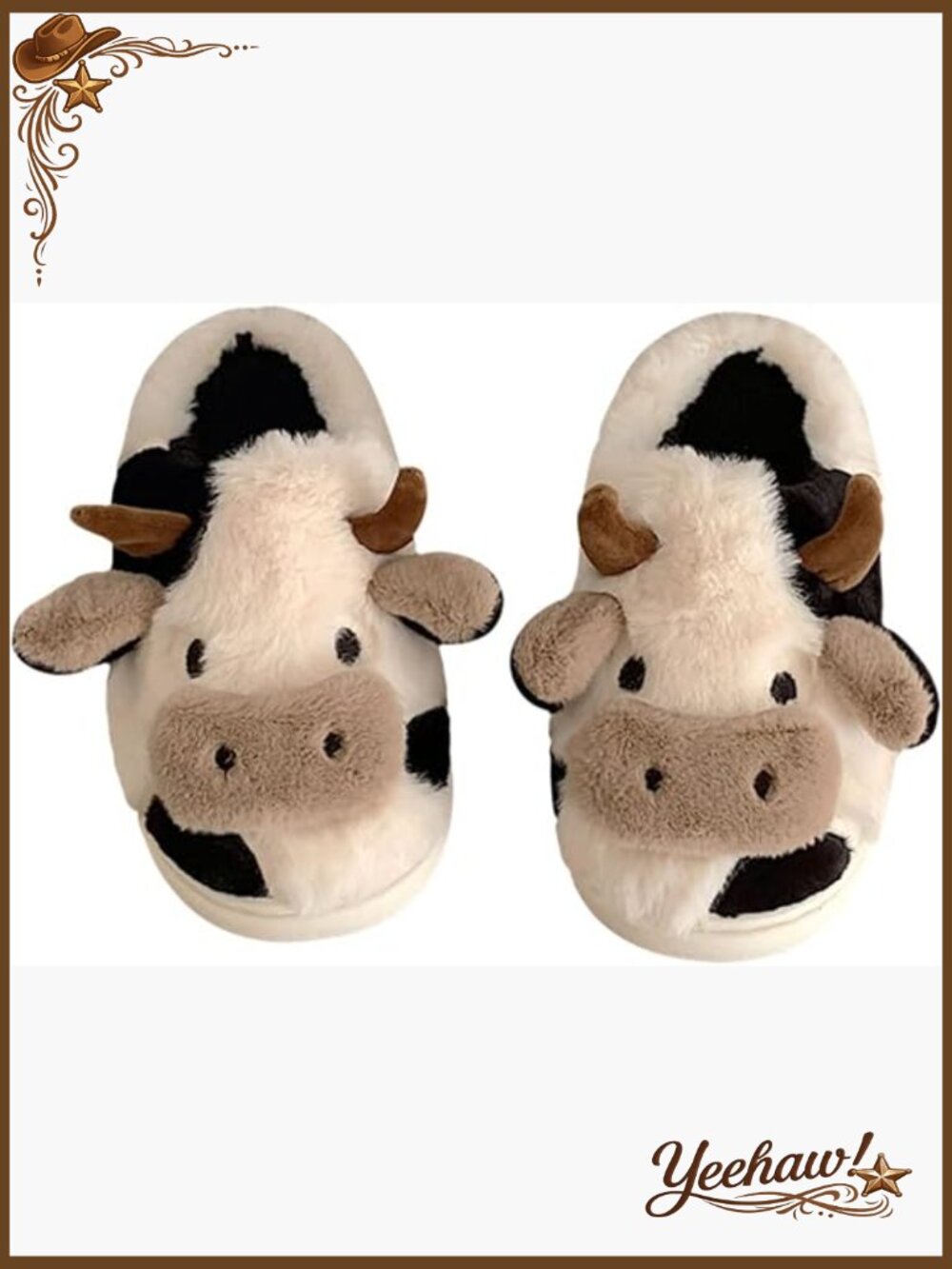 Cute Fuzzy Cow Slippers for Women - Winter Warm Cozy Animal Fluffy House